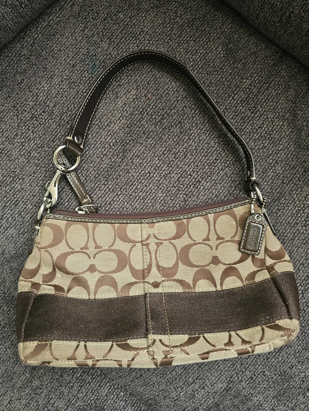 2009 Vintage Coach Signature Canvas and Leather Shoulder Bag in Brown